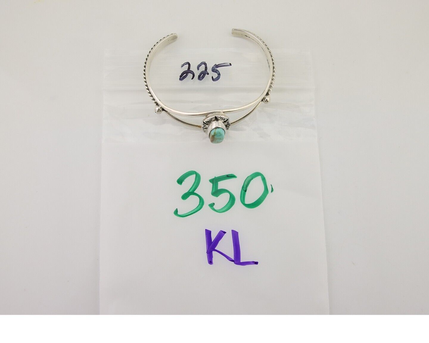 Navajo Bracelet 925 Silver Blue Turquoise Artist Signed Gecko C.80's