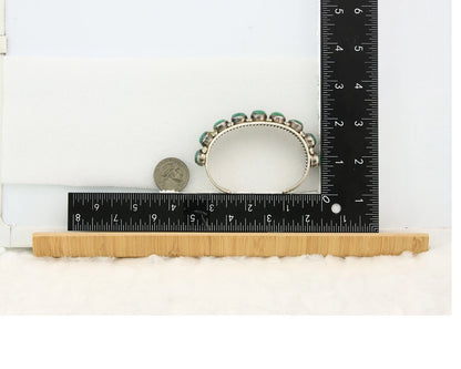 Navajo Cuff Bracelet Sterling Silver Crescent Valley Green Turquoise Native Art