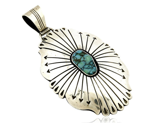 Navajo D Begay Pendant Natural Turquoise .925 Silver Hand Stamped C.80's