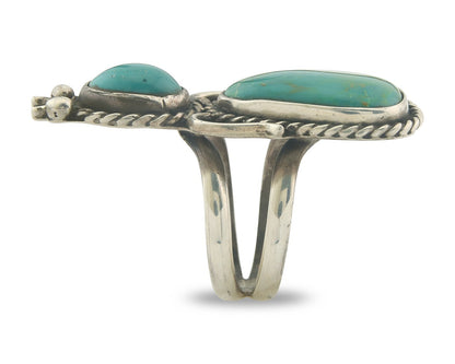 Vintage Navajo Ring 925 Sterling Authentic Turquoise Artist Signed Size 11