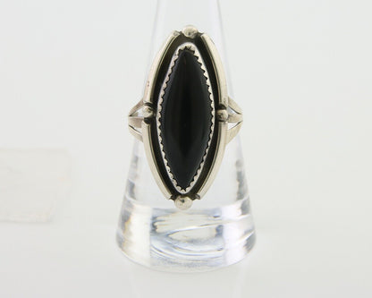 Navajo Handmade Ring 925 Silver Black Onyx Artist Signed SC C.80's