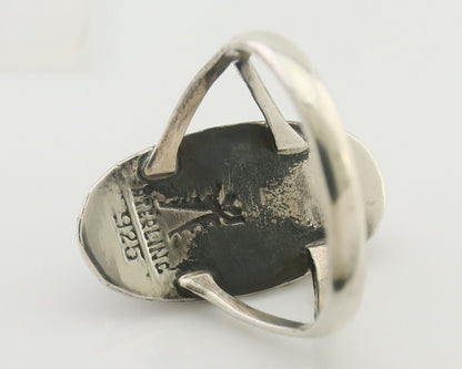 Navajo Ring 925 Silver Natural Turquoise Native American Artist Signed C.80's