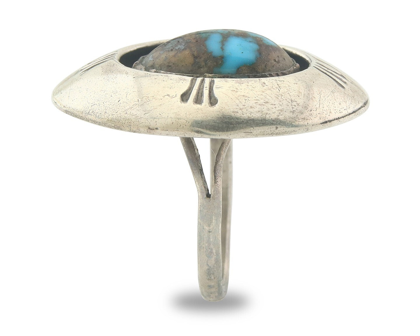 Vintage Ring 925 Sterling Authentic Traditional Bisbee Turquoise Size 7.5
