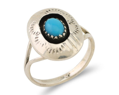 Navajo Handmade Ring 925 Silver Blue Turquoise Artist Signed MN C.80's