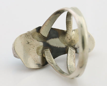 Navajo Handmade Ring 925 Silver Kingman Turquoise Native American Artist C.80's