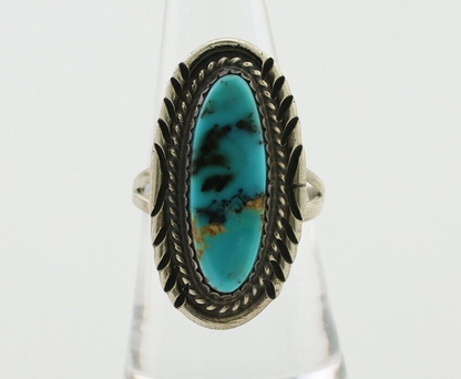 Navajo Ring 925 Silver Natural Turquoise Signed USA C.80's