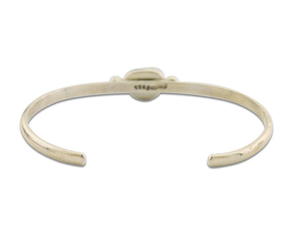 Navajo Bracelet .925 Silver Natural Red Coral Cuff Native American Artist C.80's