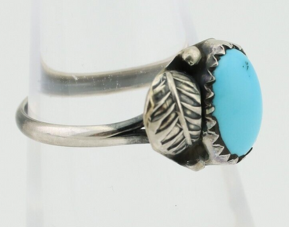 Navajo Ring 925 Silver Sleeping Beauty Turquoise Native American Artist C.80's