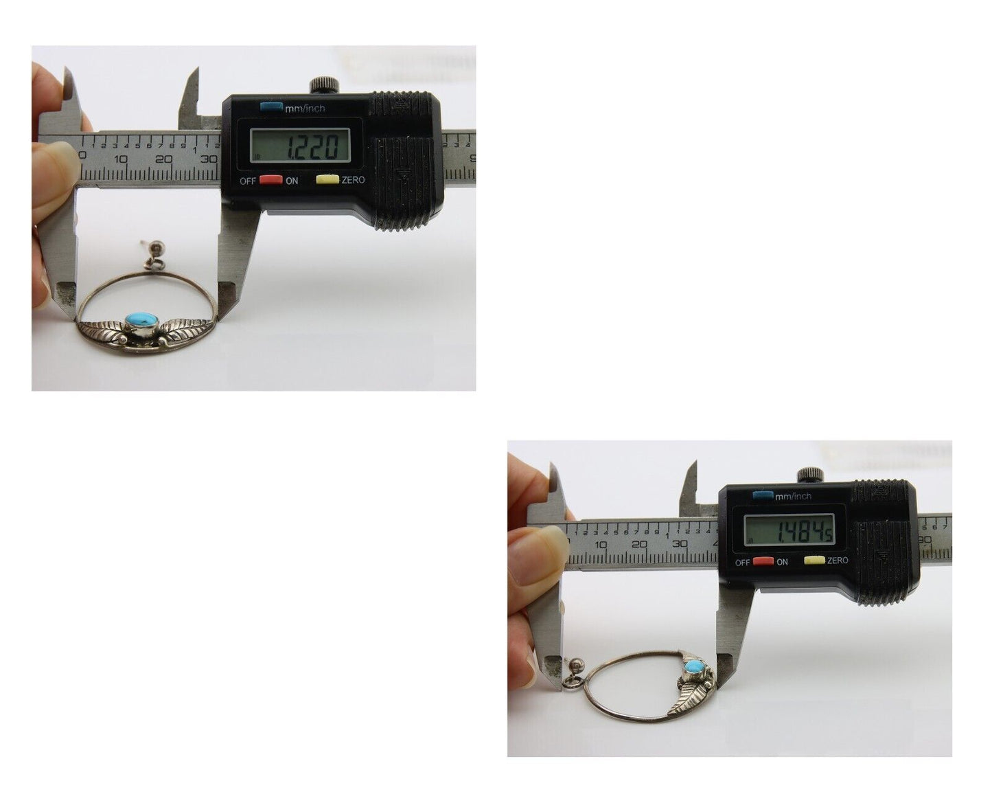 Navajo Dangle Earrings 925 Silver Natural Blue Turquoise Native Artist C80s