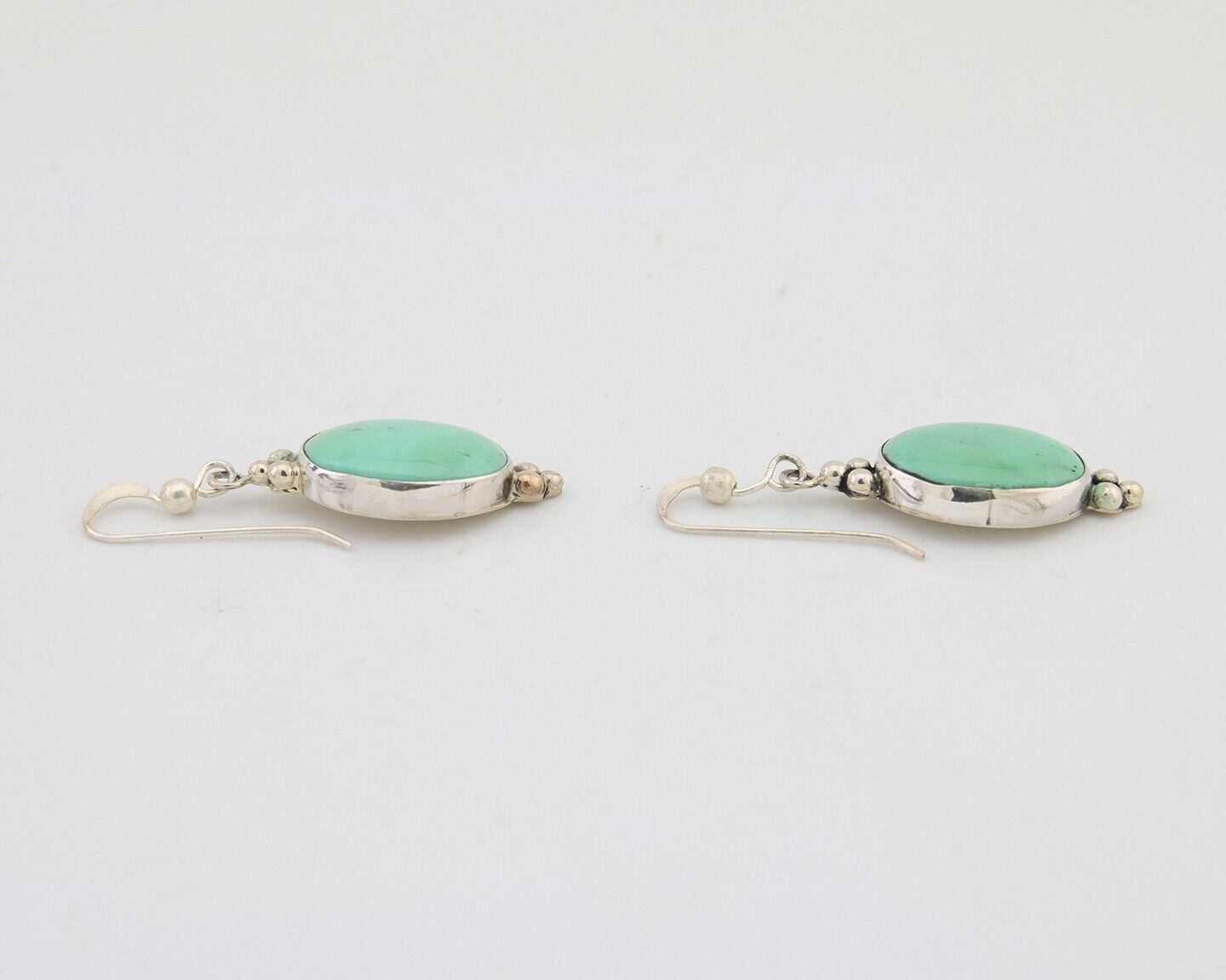 Navajo Dangle Earrings 925 Silver Natural Turquoise Native American Artist C80s