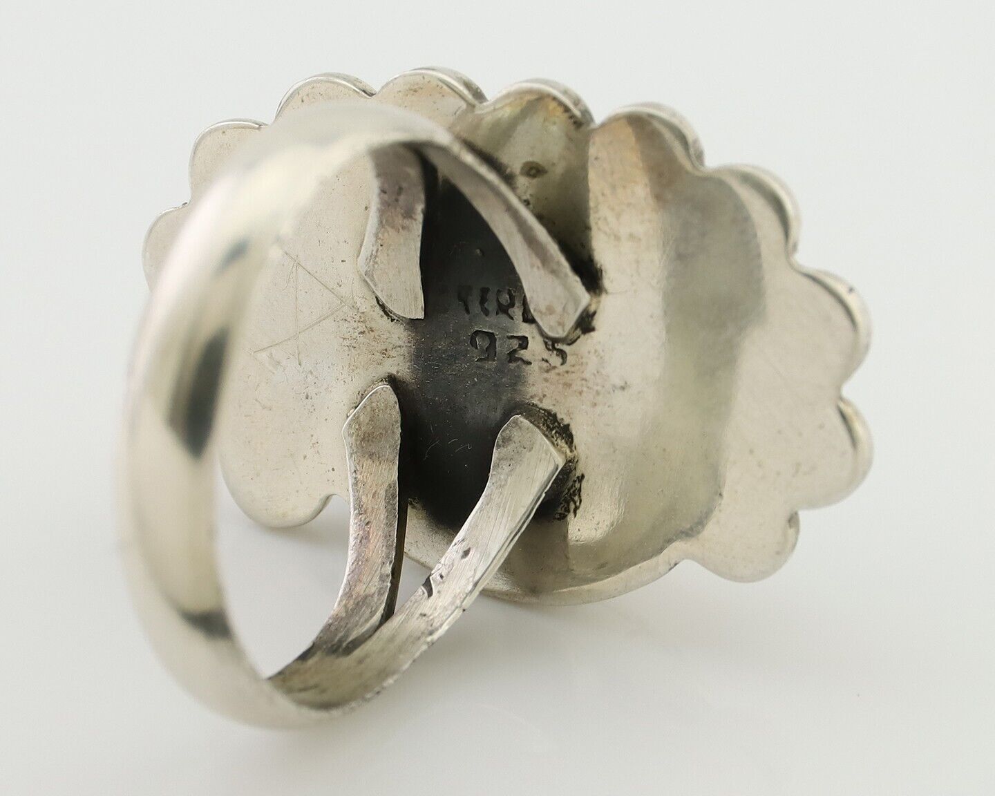 Navajo Ring 925 Silver Kingman Turquoise Native American Artist C.80's