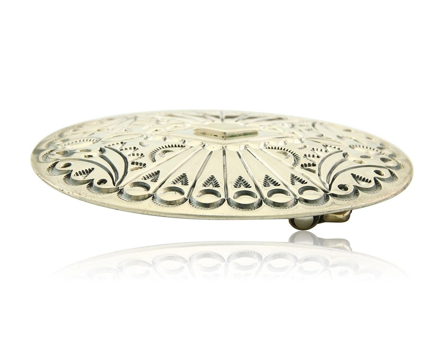 Navajo Belt Buckle 925 Sterling Silver Artist Signed Tim Guerro 2.5x3 in C.80's