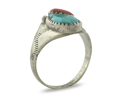 Vintage Navajo Ring 925 Sterling Silver Natural Gemstone Authentic Size 8.25