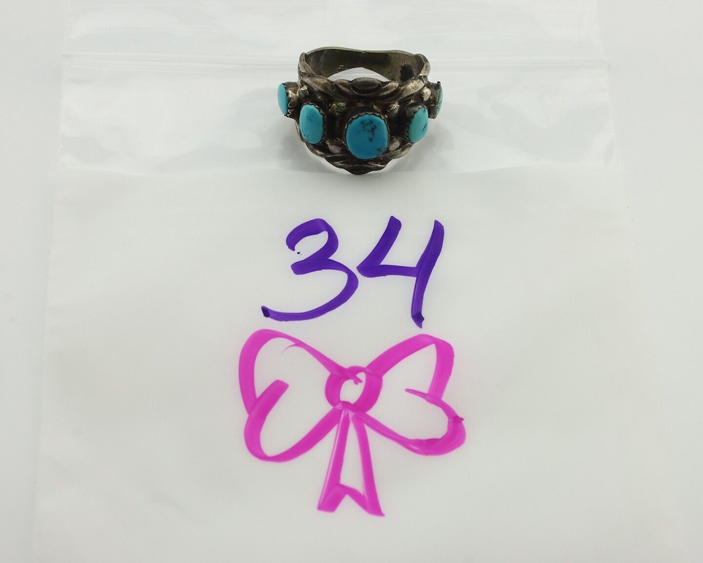 Zuni Ring .925 Silver Natural Sleeping Beauty Turquoise Native Artist C.80's