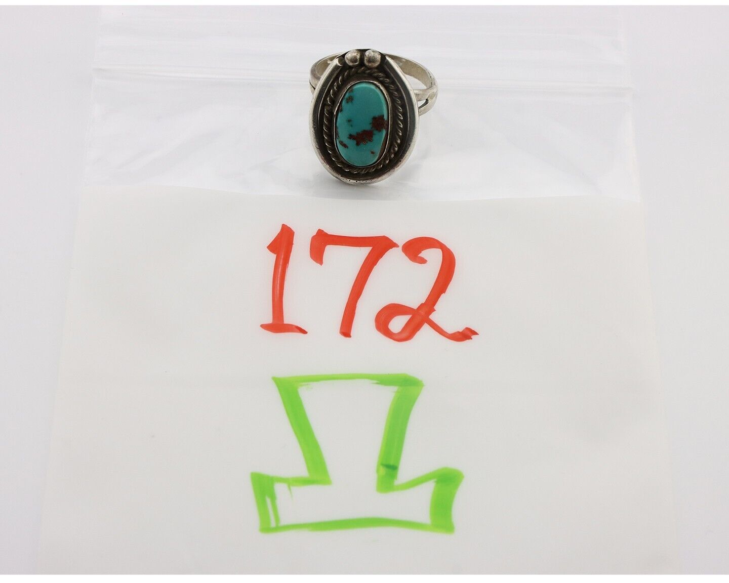 Navajo Ring 925 Silver Blue Turquoise Native American Artist C.80's