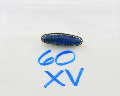 Navajo Pin Sterling Silver Natural Denim Lapis Vintage Signed Running Bear