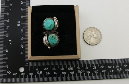 Navajo Ring 925 Sterling Silver Blue Turquoise Native American Artist C.80's