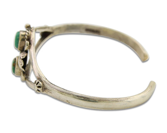 Navajo Bracelet 925 Silver Cuff Turquoise Handmade Native Artist C.80's