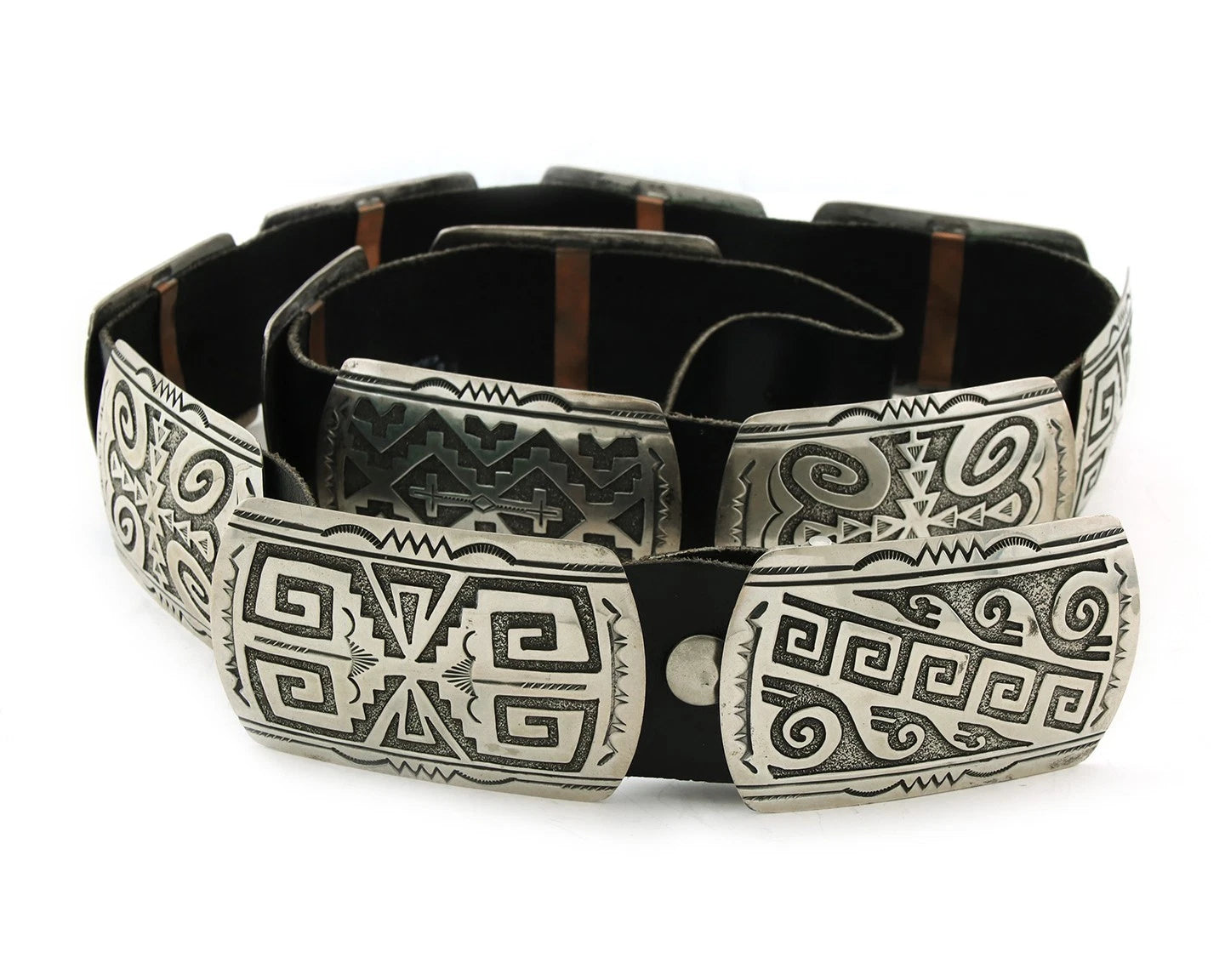 Navajo Concho Belt Sterling Silver Handmade Signed Arrowhead Vintage