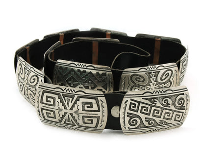 Navajo Concho Belt Sterling Silver Handmade Signed Arrowhead Vintage