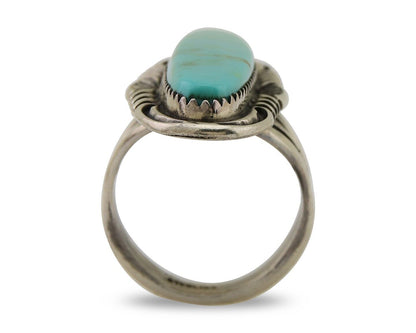 Navajo Hand Stamped Ring 925 Silver Turquoise Native Artist Begay C.80's