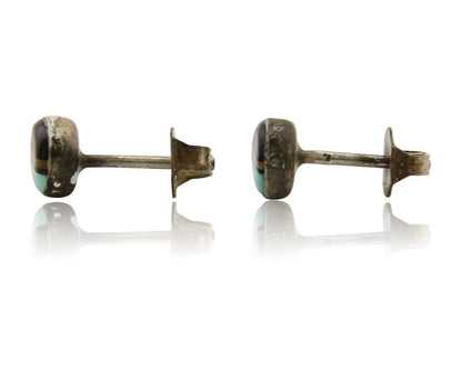 Navajo Earrings 925 Silver Inlaid Natural Onyx & Turquoise Native American C.80s