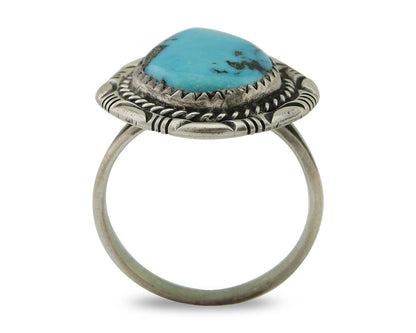 Navajo Ring 925 Silver Blue Turquoise Native American Artist C.80's