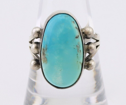 Navajo Ring 925 Silver Natural Kingman Turquoise Native American Artist C.80's