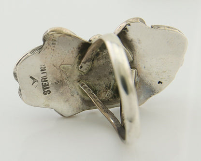 Navajo Ring 925 Silver Blue Turquoise Artist Signed Zazzie C.80's
