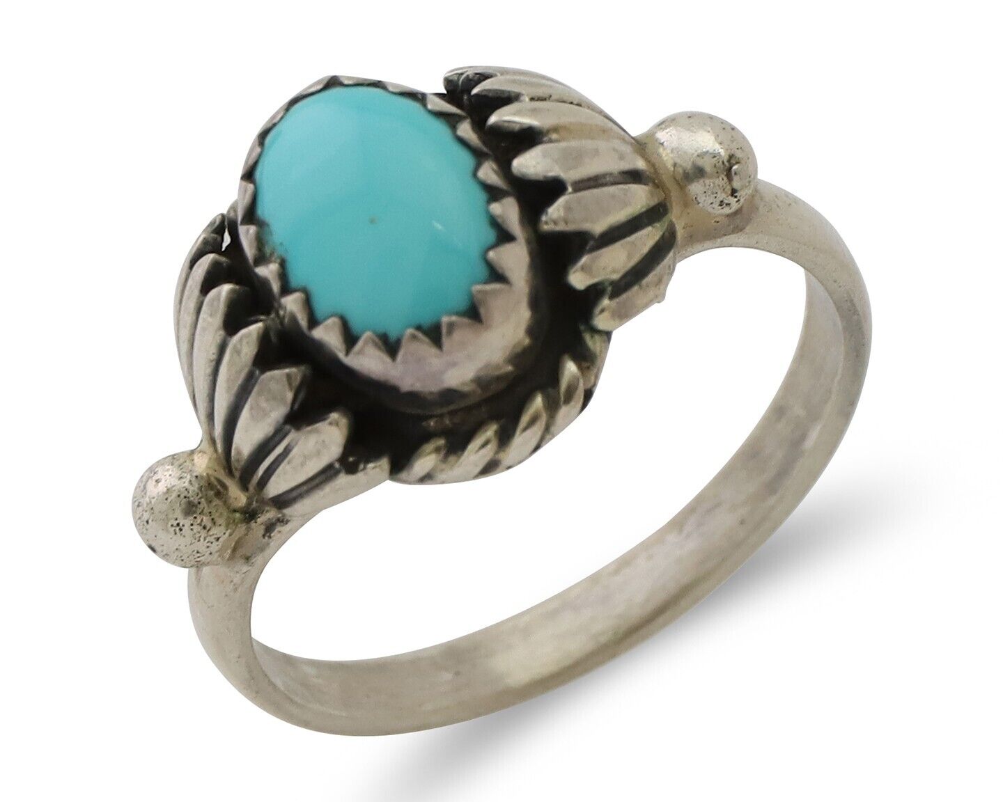 Navajo Ring 925 Silver Kingman Turquoise Native American Artist Made In 1985