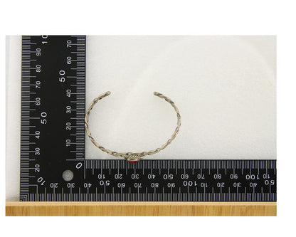 Navajo Bracelet .925 Silver Mediterranean Red Coral Cuff Native Artist C.80's