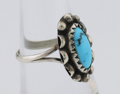 Navajo Handmade Ring 925 Silver Sleeping Beauty Turquoise Artist Signed SC C80s