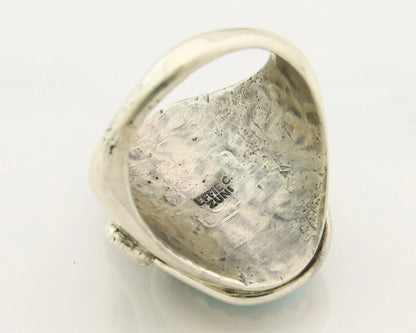 Men Zuni Snake Ring Sterling Silver Turquoise Signed Effie Calavasa Size 12.75