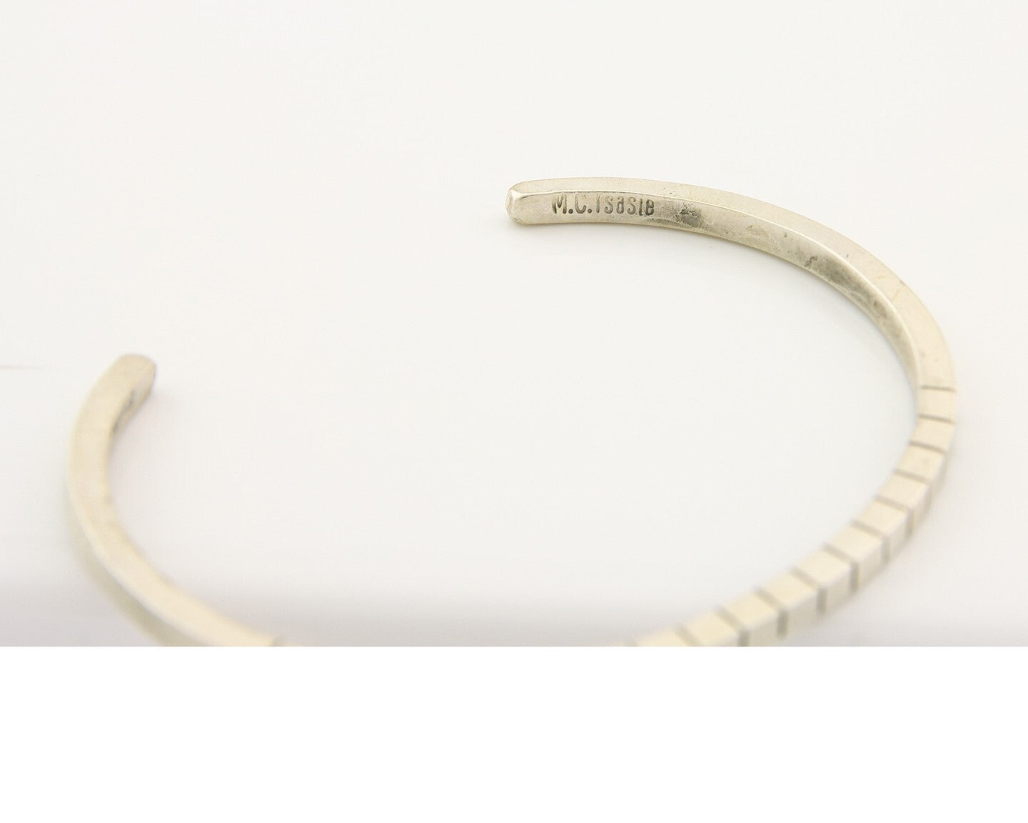 Navajo Bracelet 925 Silver Hand Stamped Signed M.C. ISASIB C.80's