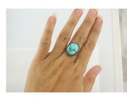 Vintage Navajo Ring 925 Sterling Authentic Santa Rita Turquoise Size 6.5