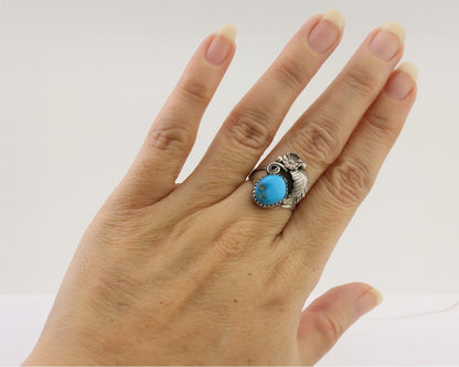 Navajo Ring 925 Silver Morenci Turquoise Native American Artist C.80's