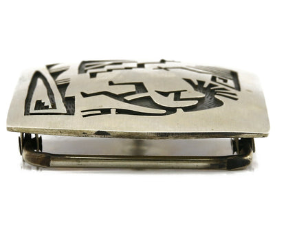 Navajo Belt Buckle .925 SOLID Sterling Silver Handmade Overlay Circa 1980's