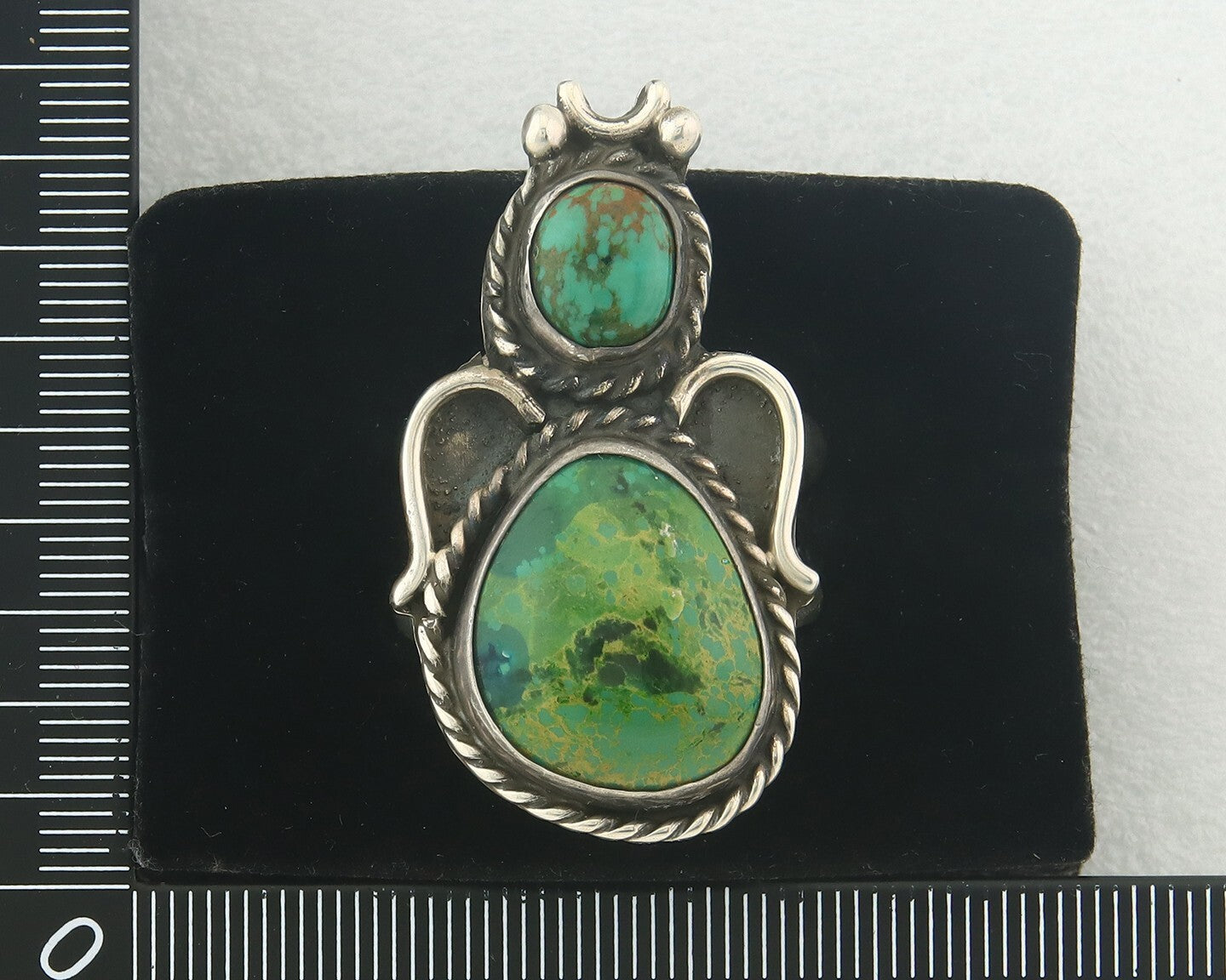 Vintage Navajo Ring 925 Sterling Authentic Turquoise Artist Signed Size 10.75