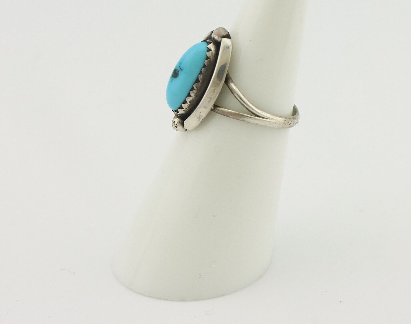 Navajo Ring .925 Silver Sleeping Beauty Turquoise Signed SkyStone Creations C80s