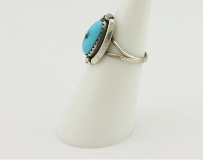 Navajo Ring .925 Silver Sleeping Beauty Turquoise Signed SkyStone Creations C80s