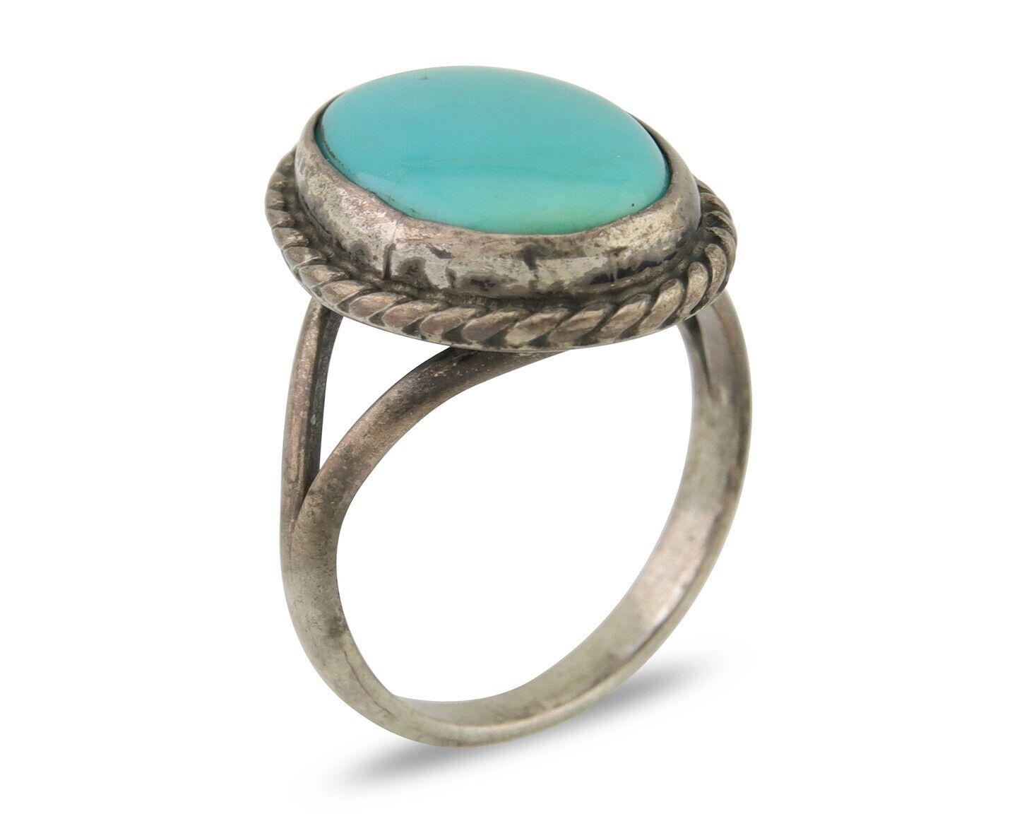 Navajo Handmade Ring 925 Silver Natural Turquoise Native Artist C.80's