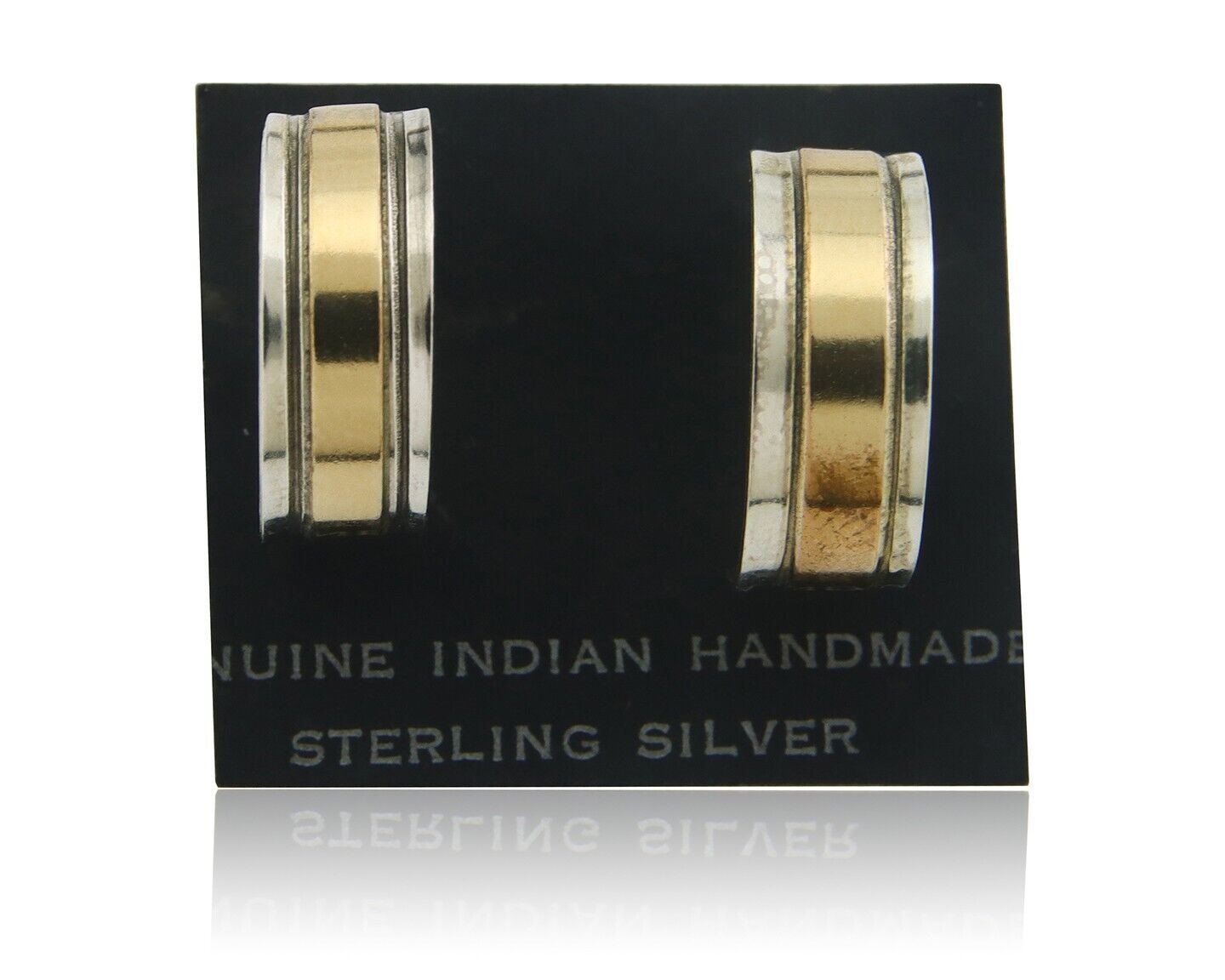 Navajo Hoop Earrings 925 Silver & Gold Native American Artist C.80's