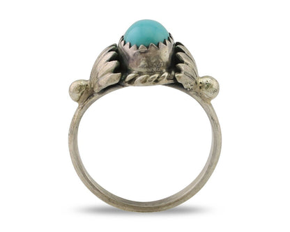 Navajo Ring 925 Silver Kingman Turquoise Native American Artist Made In 1985