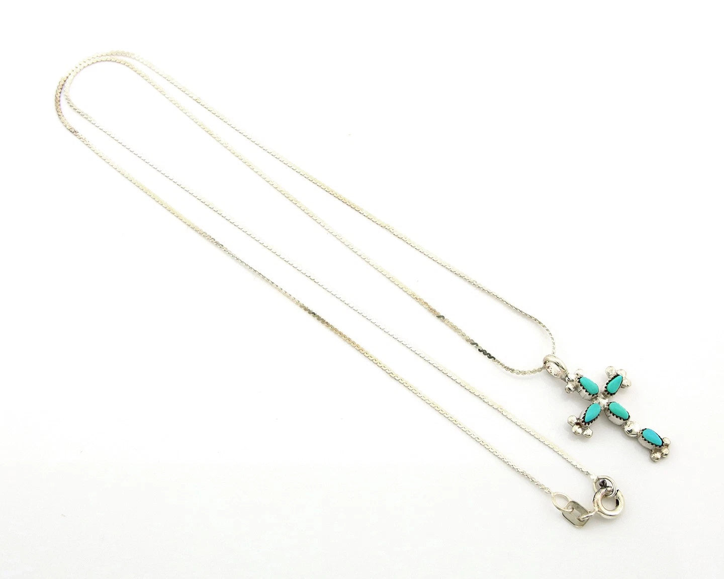 Navajo Cross Necklace Sterling Silver Blue Turquoise Vintage Handmade