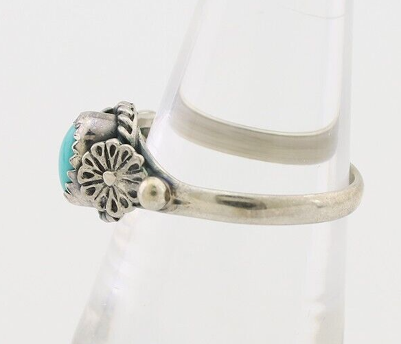 Navajo Ring 925 Silver Kingman Turquoise Native American Artist Made In 1985