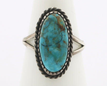 Navajo Ring 925 Silver Natural Kingman Turquoise Signed M Montoya C.80's