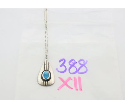 Navajo Necklace Sterling Silver Natural Blue Turquoise Vintage Handmade