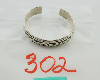 Navajo Inlay Bracelet 925 Silver Turquoise & Coral Signed Stanely Bain C.80's