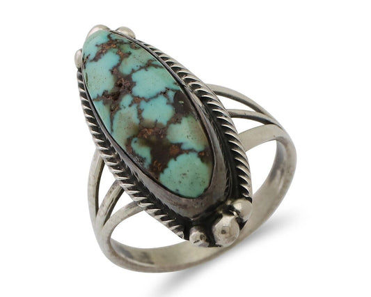 Navajo Ring 925 Silver Turquoise Signed D. Delgarito Size 7.5 C.80's
