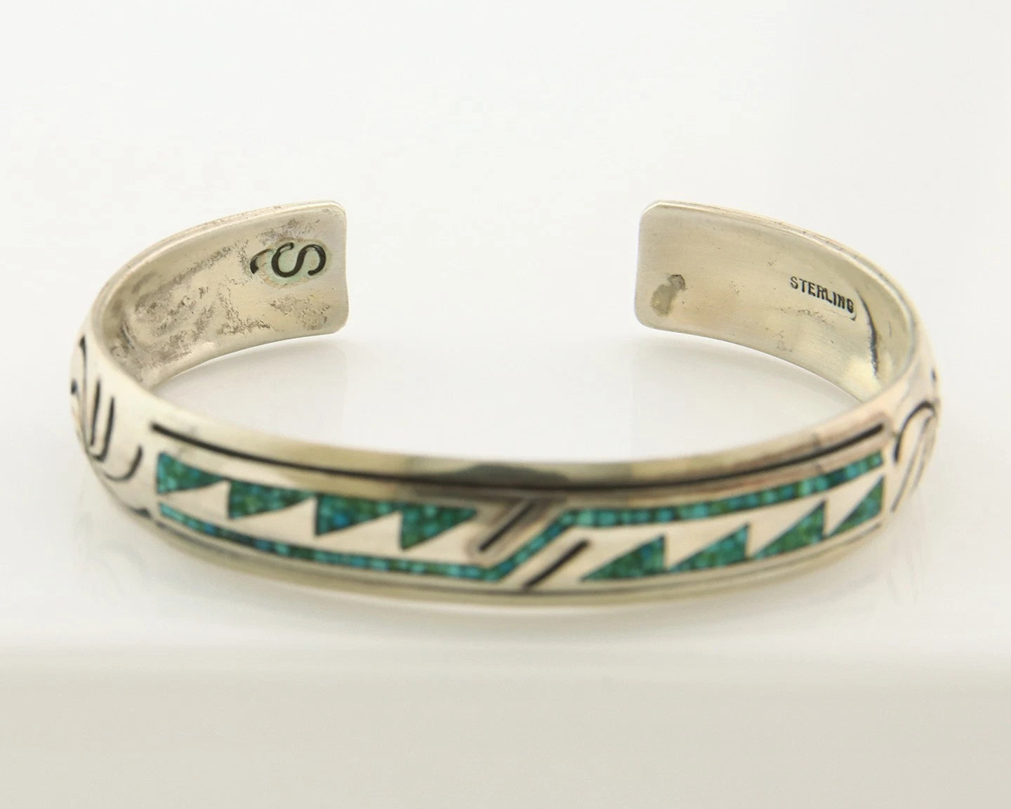 Navajo Cuff Bracelet Sterling Silver Authentic Turquoise Signed Stanley Bain